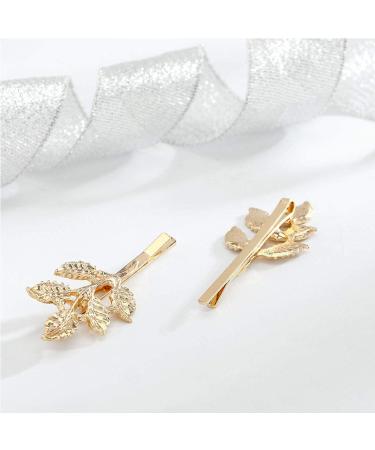 Olbye Leaf Hair Clip Set - Dainty Gold Barrette Pins for Women and Girls - Buy Online on SooperMarket.com