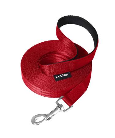Loutep Training Lead for Dogs -25m (82ft) Red Durable Nylon Long Line Dog Lead with Padded Handle & Heavy - Duty Swivel Hook - Leash for Pet Obedience 25m Red