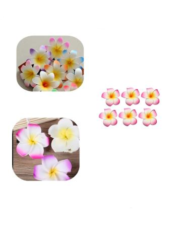 12PCS Hawaiian Plumeria Flower Hair Clips - Bohemia Foam Hairpins for Bridal Wedding Party Beach Holiday (Rose Red) - Buy Online on SooperMarket.com