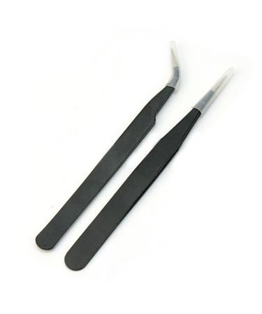 Nail art tweezers 2 pieces black for picking up rhinestones and stones
