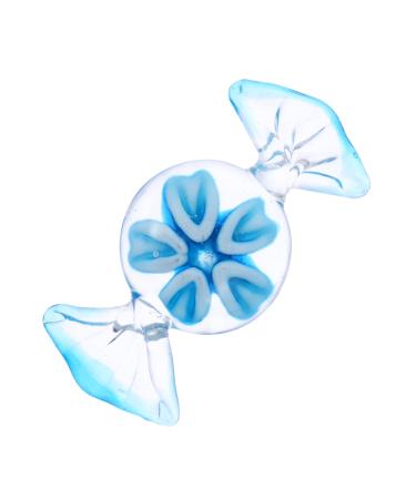 MUSISALY Colored Glaze Candy House Decorations for Home Candy Adornment Hand Blown Figurines Home Decor Glass Blue 6x2.9cm