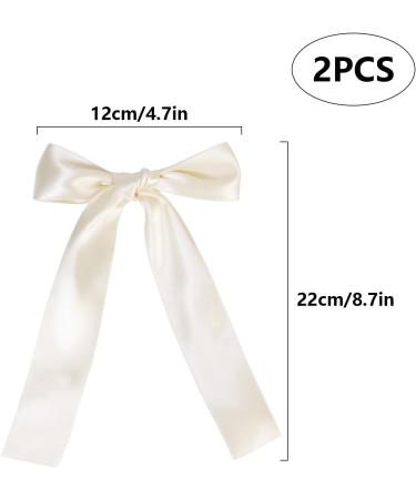 2 Pack Hair Bows for Girls and Women Large Bow Hair Clips Hair Barrette with Long Silky Satin Hair Accessories for Girls(Beige) - Buy Online on SooperMarket.com