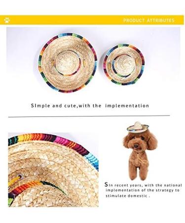 CheeseandU 2Pack Handcrafted Pet Straw Hat with Adjustable Chin Strap  Lovely Sun Hat Funny Mexican Party Costume Party Photo Prop Dog Sombrero Hat for Dog/Puppy/Cat/Kitty Small - Buy Online on SooperMarket.com