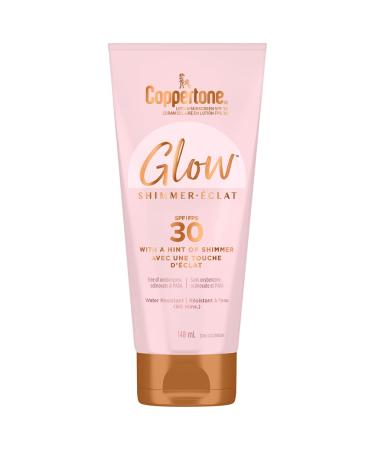 Coppertone Glow Sunscreen Lotion SPF 30 With a Hint of Shimmer Lightweight Water Resistant Body Sunscreen Broad Spectrum SPF 30 UVA/UVB Protection Reef-Friendly Oxybenzone Free 148mL