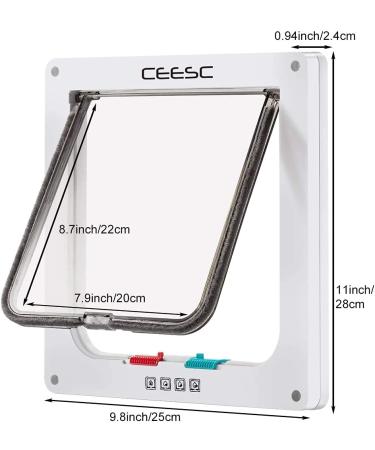 CEESC Large Cat Door 11x9.8 - 4 Way Locking for Windows & Sliding Glass - Weatherproof Cat Flap for Cats & Dogs - 24.8 Circumference, White - Buy Online on SooperMarket.com