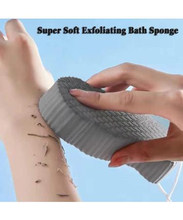 Super Soft Exfoliating Bath Sponge - Gentle Dead Skin Remover & Shower Brush for Adults Children & Pregnant Women - Grey - Buy Online on SooperMarket.com