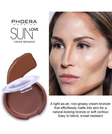 Phoera Sun Love Cream Bronzer - Natural Looking Matte Sun-Kissed Glow - Sweat Resistant - Aquapurity (203 Sunset) - Buy Online on SooperMarket.com