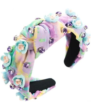 vreplrse Durable And Reliable Jeweled Wide Top Knot Headband For Long-lasting Beauty Polyester Rhinestone Pearl Knot Headbands Blue purple - Buy Online on SooperMarket.com