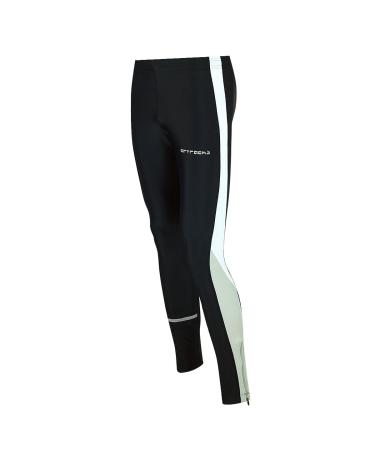 Airtracks Men's Functional Running Pants Long - Running Tights - Breathable - Compression - Reflectors M Black
