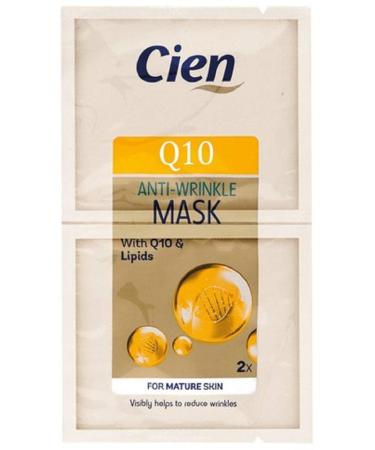 Pack of 10 x (2 x 8 ml) Q10 Anti-Wrinkle Mask - with grape seed oil and hyaluronic acid