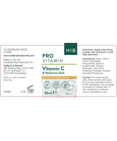 Holland & Barrett Vitamin C + Hyaluronic Acid Serum 30ml - Buy Online on SooperMarket.com