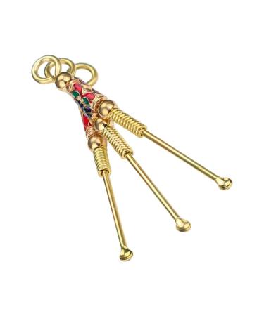Healeved 3pcs Copper Brass Ear Spoon Ear Cleaner Ear Picker Ear Wax Remover Tool Buckle Key Ring Hanging Pendant Keychain Necklace Charm for Ear Cleaning