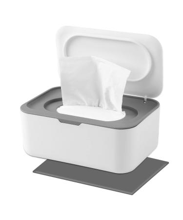 NOVWANG Wipes Dispenser Baby Wipe Holder with Lids, Keeps Wipes Fresh, Refillable Wipes Container with Sealing Design, Bathroom Tissues Wipes Case Box, Grey A-Grey