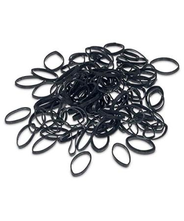 Mytoptrendz BLACK Small Thin Mini Tiny Rubber Bands Hair Elastics Ultra Rubberbands Ponytailers.