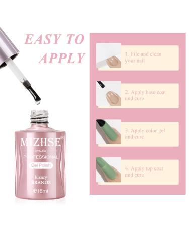 MIZHSE 2x18ML Base and Top Coat Gel Nail Polish Set | Long-Lasting Shiny Finish | No Wipe Soak Off UV LED Clear Nail Polish - Buy Online on SooperMarket.com
