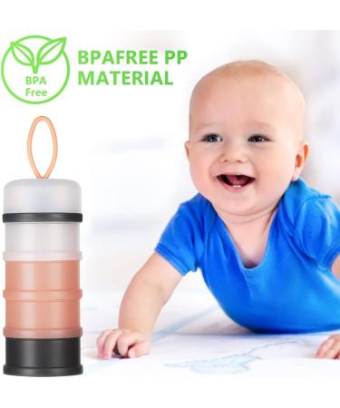 Vicloon Baby Milk Powder Dispenser 4-Layer Portable Storage Container - Gray & Pink | Stackable Pots for Kids Snacks, 120ml per Layer - Buy Online on SooperMarket.com
