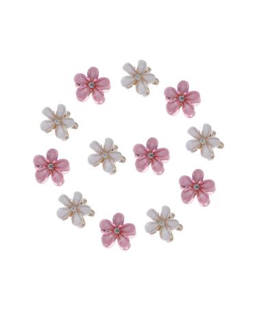 Aysekone 12 Pieces Mini Hair Claw Clips Flower Hair Clips Mini Hair Clips Daisy Hair Clips Flower Clips Barrettes Small Hair Clips Hair Accessories for Women Girls White and Pink White 6 Pieces + Pink 6 Pieces