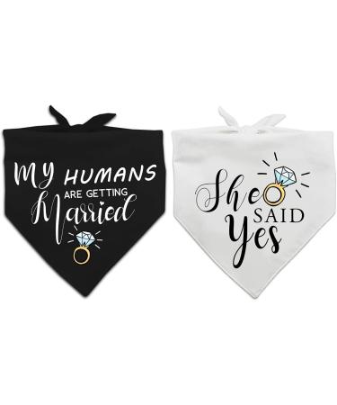 Dog Wedding Bandana Set for Engagement Photos - Pet Scarf Accessories for Dog Lovers - Bridal Shower Gift - Buy Online on SooperMarket.com