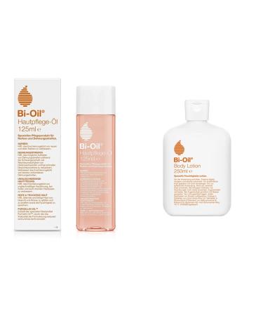 BI-OIL skin care oil |Special skin care product |Helps with stretch marks and scars |125 ml & body lotion |Moisturizing 2-phases Body Lotion with oil |Vegan |250 ml 125 ml (1-pack) bundle with a bi-oil body lotion
