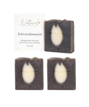 3x natural cilt black cumin oil soap - 100% natural soap - without questionable ingredients - certified - handmade - shower soap for all skin types - shower gel - Natural food metics black cumin oil (3 pack)