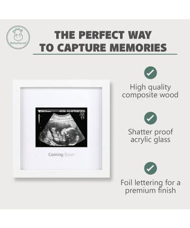 BabySquad Coming Soon Photo Frame 7x7 | Baby Shower & Sonogram Gift | Handcrafted White Wooden Frame - Buy Online on SooperMarket.com