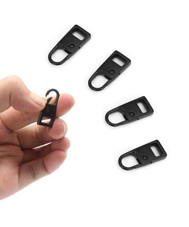 Zipper Pull Tab Replacement Luggage Zipper Pull Extension Backpack Zippers Tags Handle Mend Fixer Repair for Suitcase Black 4pcs