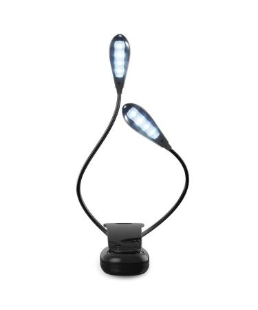 Portable LED reading lamp Book Claim Book lamp Clamping lamp with 8 LED USB clamping lamp Grade lamp/piano lamp book lights light 2 arms 360 flexible for night reading in the bed 8LE-black