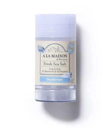 A La Maison de Provence Natural Aluminum-Free Deodorant | Fresh Sea Salt Scent | Traditional French Milled Formula | Long Lasting Safe and Effective | Free of SLS, Parabens and Sulfates (1 Pack) 2.4 Ounce (Pack of 1)