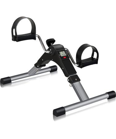 TABEKE Pedal Exerciser, Under Desk Bike Stationary Pedal Exerciser for Arm and Leg Workout, Portable Folding Sitting Desk Cycle Pedal Exerciser Pro