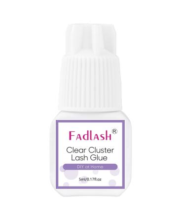 Cluster Lash Glue Clear Individual Lash Glue 7-15 Days Retention 2-3s Dry Time Lash Extension Glue Clear Eyelash Glue Waterproof DIY Lash Extension Glue Self Application Sensitive 5ml
