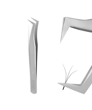 Eyelash Extension Tweezers for Volume Lashes Professional Precision Stainless Steel VETUS 6A-SA Mega Curved L Angled Tips Flat Lashing Tweezer Tools for Individual Eye Lash Extensions 3d Fan Supplies