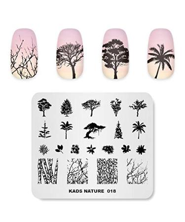Nail Art Stamping Plate Stamp Template Image Nature Branch Twig Plant Coconut Tree Pattern Nail Art Stamper Nail Polish DIY Tool NA018