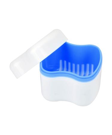 Denture Box Retainer Case Denture Storage Bath Box Denture Holder Box Cleaning Box Lightweight and Portable Cleaning Box with Filter (L Blue) L Blue