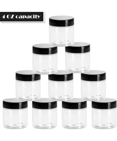 24 Pack 4 oz Clear Plastic Containers with Lids and Labels for Beauty Products - Body Butter Jars, Body Scrubs, Face Creams, Lotions - Buy Online on SooperMarket.com
