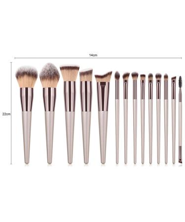 14-Piece Champagne Gold Makeup Brush Set - Premium Wood Handle Beauty Tools for Foundation & Eye Shadow - Buy Online on SooperMarket.com