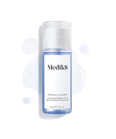 Medik8 Press & Clear - Exfoliating 2% BHA Clarifying Toner - Salicylic & Tranexamic Acid - Reduces Blemishes Blackheads & Oiliness - 150ml