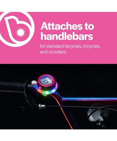 Brightz LED Light Up Bike Bell with Clear Ring Sound - Twinkling Rainbow Color LED Ring Light - Space Pink Bicycle Accessory for Kids and Adults - Buy Online on SooperMarket.com