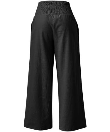 Viyabling Women's Beach Summer Linen Palazzo Pants - Wide Leg Floral Print Trousers - Buy Online on SooperMarket.com