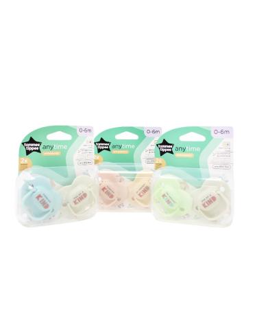 Tommee Tippee Anytime Orthodontic Pacifiers 0-6 Months Assorted Designs Random Pack of 2