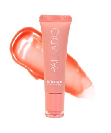 Palladio Butter Balm - Hydrating Lip Balm with Sheer Tint Aloe Peptides Shea Butter and Vegan Formulation for Instant Moisture Shine and Soothing Lip Care Peaches & Cream
