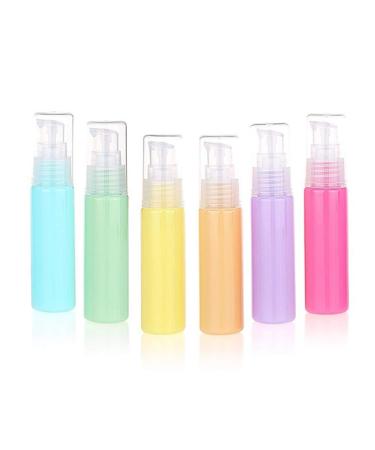 6Pcs 30ml Macaron Color Empty Plastic Lotion Pump Bottle Portable Travel Cosmetic Storage Container Vials for Shower Gel Serums Makeup Emollient Emulsion Lotion Shampoo Toiletries (Color Random)