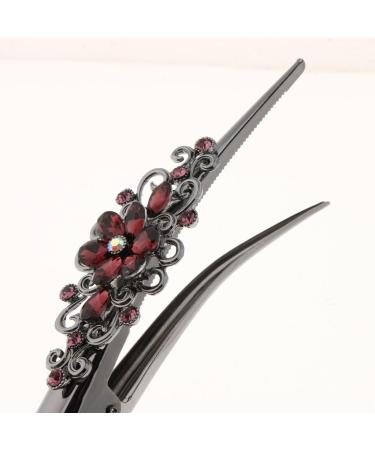 Hellery Ladies Hair Clip - Rhinestone Brown Crocodile Sectioning Clips for Hairdressers - Buy Online on SooperMarket.com