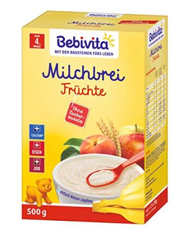 Bebivita Milk Porridge with Fruit - No Added Sugar Pack of 2 (2 x 500g) - Buy Online Internationally - Buy Online on SooperMarket.com
