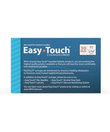 EasyTouch 30G 5/16 In. 1mL/CC Insulin Syringe 100 Pack - Buy Online on SooperMarket.com