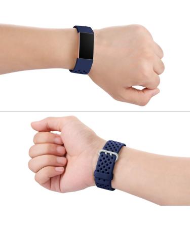 Breathable Sport Bands 3-Pack for Fitbit Charge 3/4 - Black/Navy Blue/Blue Gray - Large Size - Replacement Wristbands for Men and Women by Maledan - Buy Online on SooperMarket.com
