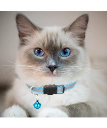 Hepplly 2-Pack Reflective Cat Collars with Bell - Quick Release Kitten Collars (Light Blue) - International Shipping Available - Buy Online on SooperMarket.com