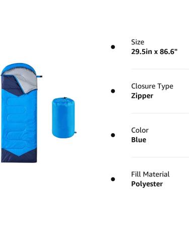 Oaskys Camping Sleeping Bag - 3 Season Lightweight Waterproof for Adults & Kids - Ideal for Summer, Spring, Fall - Camping Gear for Traveling and Outdoors - Blue - Buy Online on SooperMarket.com
