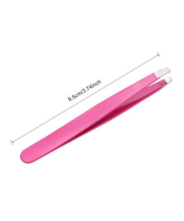 3-Piece Stainless Steel Tweezers Set - Flat Lace & Sloping Tips for Eyebrows & Facial Hair Removal - Rose Red - Perfect for Home & Gift - Buy Online on SooperMarket.com