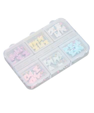 Nail Art Decals Lightweight Resin Nail Ornaments Attractive Easy To Install Multiple Colors with Storage Box for Daily Makeup