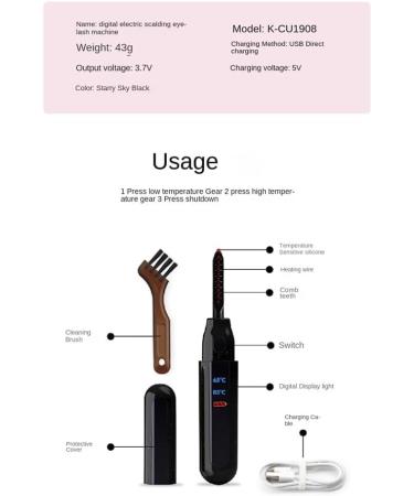 Dawafit Portable Electric Eyelash Curler Electric Eyelash Curler USB Rechargeable Long-Lasting Electric Makeup Tools - Buy Online on SooperMarket.com